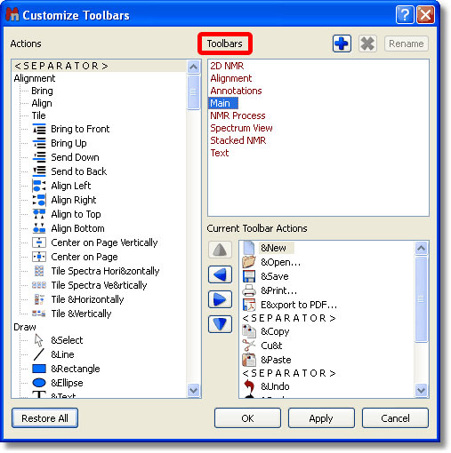 Customizing Toolbars - Mestrelab Resources